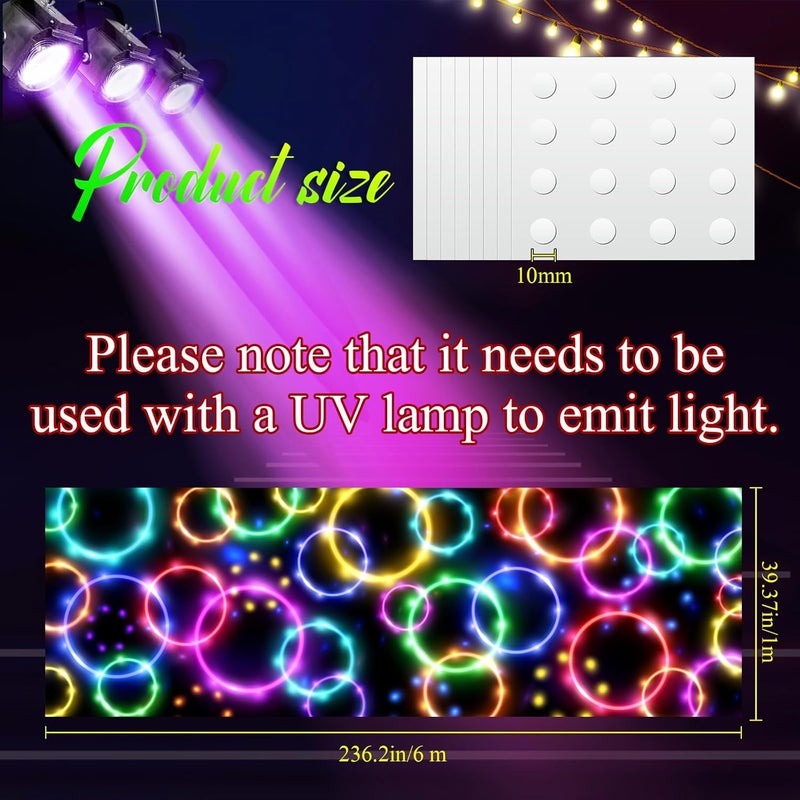 Haull 236 x 39 Inch Neon Light up Dance Floor Glow in The Dark Floor Runner Neon Party Decorations UV Blacklight Reactive Fluorescent Wall Props for Glow Disco Party Favors(Dream Bubble) - Image 2